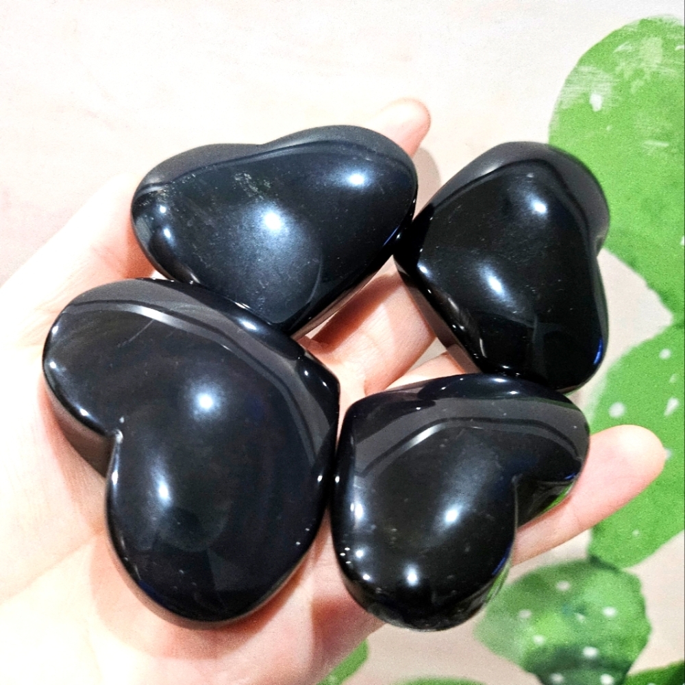 2 rainbow  obsidian hearts